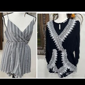 Black and White Striped Jumpsuit / Dark Blue jumpsuit 
Bundle of 2 .